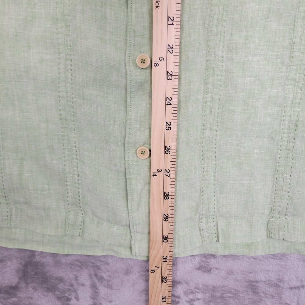 Tommy Bahama Men's XL 100% Linen Mint Green Button Up Shirt Short Sleeve - Picture 7 of 9